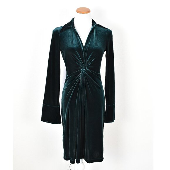 Calvin Klein Dresses & Skirts - Calvin Klein Velvet Faux Wrap Green Dress - 2